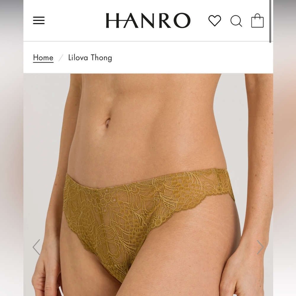 NWT HANRO Lilova Thong Golden Lace Size Large Luxury Lingerie Panties